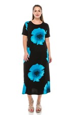 JOSTAR LONG DRESS Poly Spandex Slinky Knit TRAVEL BLACK BLUE S M L XL 2X 3X
