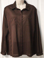Vintage 80s DISCOVERY womens buttons up brown sheer blouse size 16 NWOT 