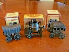 3 VTG HONG KONG DIE-CAST METAL WESTERN STAGECOACH,COVERED WAGON  CEMENT MIXER