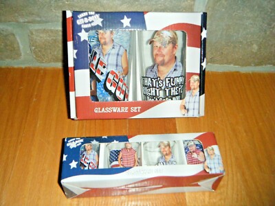LARRY THE CABLE GUY LOT SET OF 4 SHOT GLASS & 2 PINT GLASSES GET R DONE RARE HTF