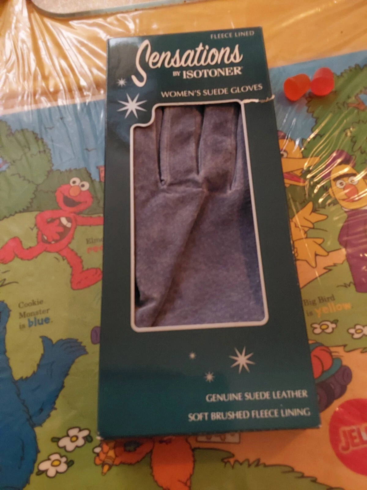 Sensation by Isotoner fleece-lined suede gloves large Denim Women's