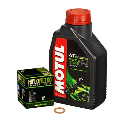 Kawasaki D-Tracker (KLX 125), 10-13, LX125C; Motul 10w40 Öl; HiFlo Ölfilter Set