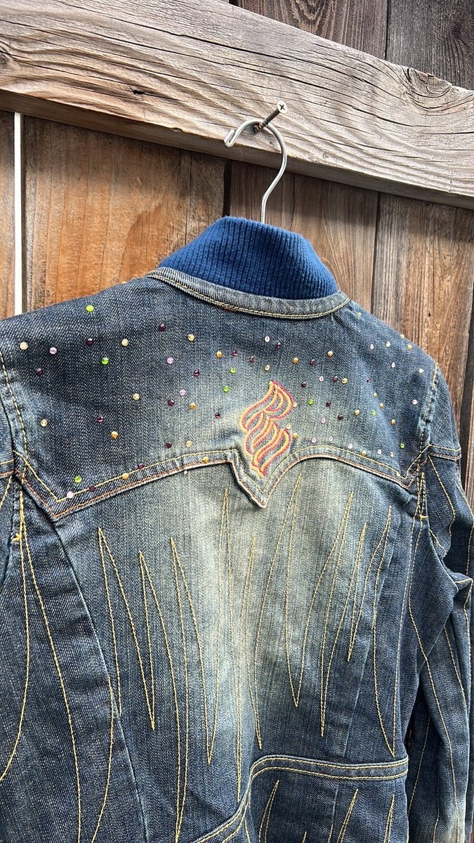 Vintage Y2K 90s Rocawear Blinged Denim Ruched Sleeve Jacket. | eBay