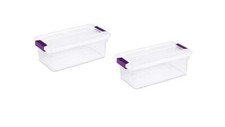 Pack of 2 Clear Storage Containers with Indexed Lids and Ergonomic Latches