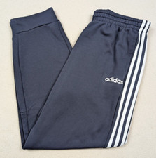 adidas French Terry Tapered Cuff 3-Stripes Pants Joggers Men's Size Large Blue