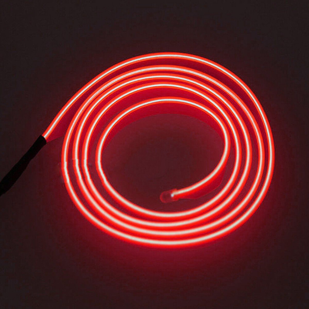 2M Red LED Car Interior Decor Atmosphere Wire Strip Light Lamp Auto