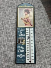 Kodak Girl Wooden Wall Plaque Thermometer 23" x 7" x.75"