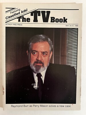 1986 The TV Book DETROIT FREE PRESS May 25-31 Raymond Burr PERRY MASON COVER