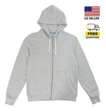 Men's Light Gray Zip-Up Hoodies/Sweatshirt