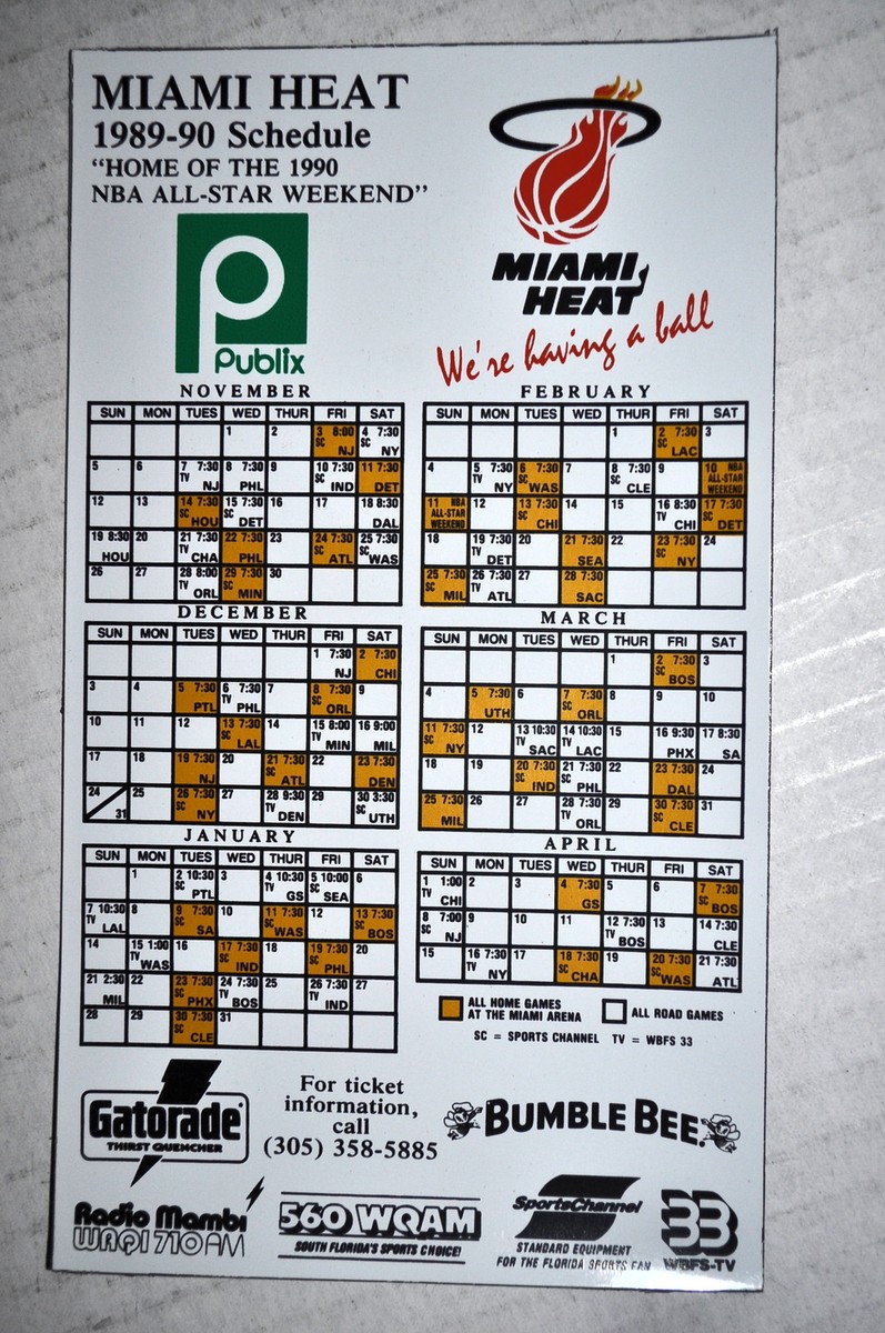 1989-1990-miami-heat-nba-basketball-magnet-schedule-sked-publix-gatorade-ebay
