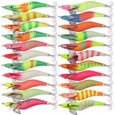 22PCS Lot Glow Octopus Squid Jig Fishing Lures Shrimp Jigs Hook Bait Saltwater