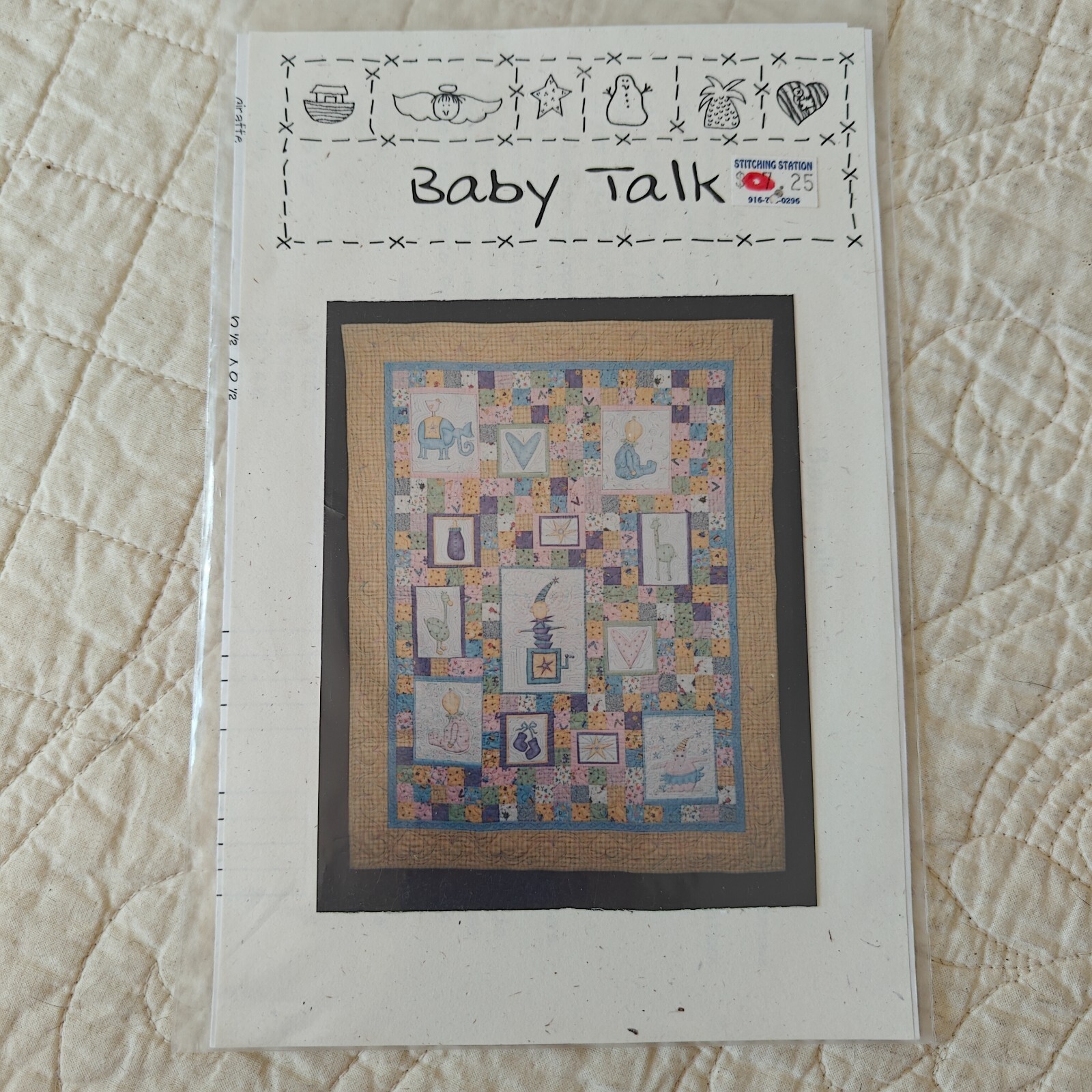 2008 Baby Talk 48x60"  Cute Nursery Wall Lap Crib Throw Quilt Pattern & Template