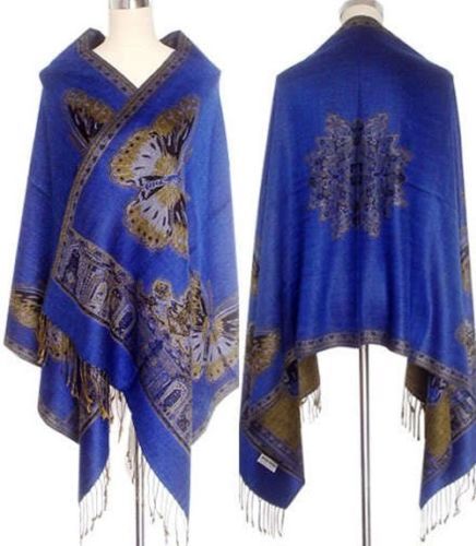 Pashmina 中国女士女式丝绸披肩围巾裹巾蝴蝶多色 - 第 5 张/共 18 张