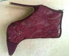 Paar Spitzen Sommer Stiletto Stiefel bordeaux `JUSTFAB SARAiA ` 37,5 - RV - Mesh