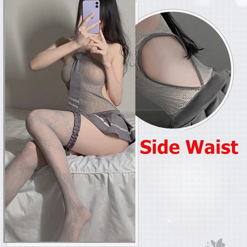 Women Sexy JK Uniform Pure Desire Set Fiery Outfit Stockings Romantic Sleepwear Foto 3 de 4