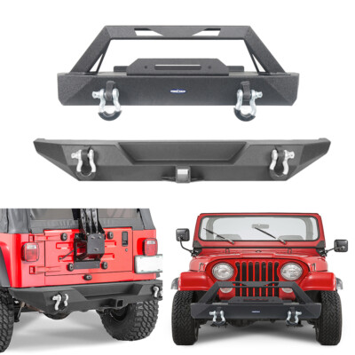 Stubby Front +Rear Bumper w/ Winch Plate & D-Ring Fit 76-86 Jeep Wrangler CJ7