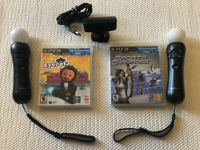 2 x Sony Playstation Move Motion Controller w/Eye Motion Camera + 2 Games!