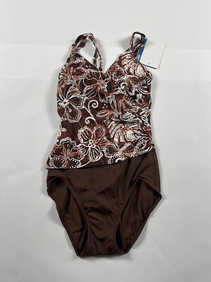 Women's Maxine One Piece Swimsuit Size 8 Brown Padded Bra Pool #88