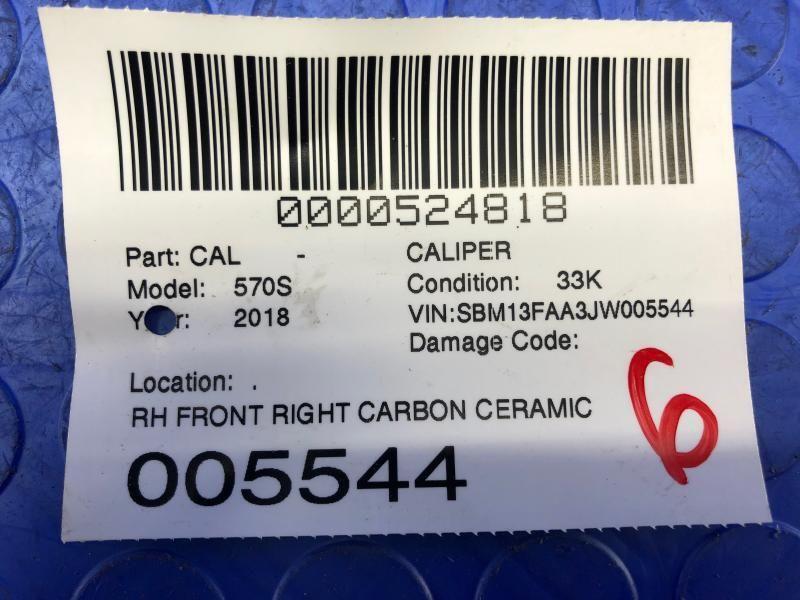 2016-2021 MCLAREN 570S OEM FRONT RIGHT CARBON CERAMIC BRAKE CALIPER RED