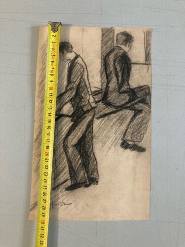 Drawing Art Antique Charcoal Jean Dreyfus Stern 1930 Painting Man Costume - Picture 7 of 7