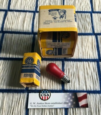 BOX of 6 vintage GE CERAMIC RED NIGHT LIGHT 6S6 indicator BULB C7 Christmas E12