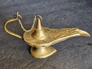 Vtg Brass genie Lamp Incense Burner