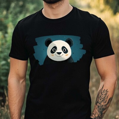 Herren T-Shirt Lustiger Panda Motiv Baumwolle Größe XS bis 5XL