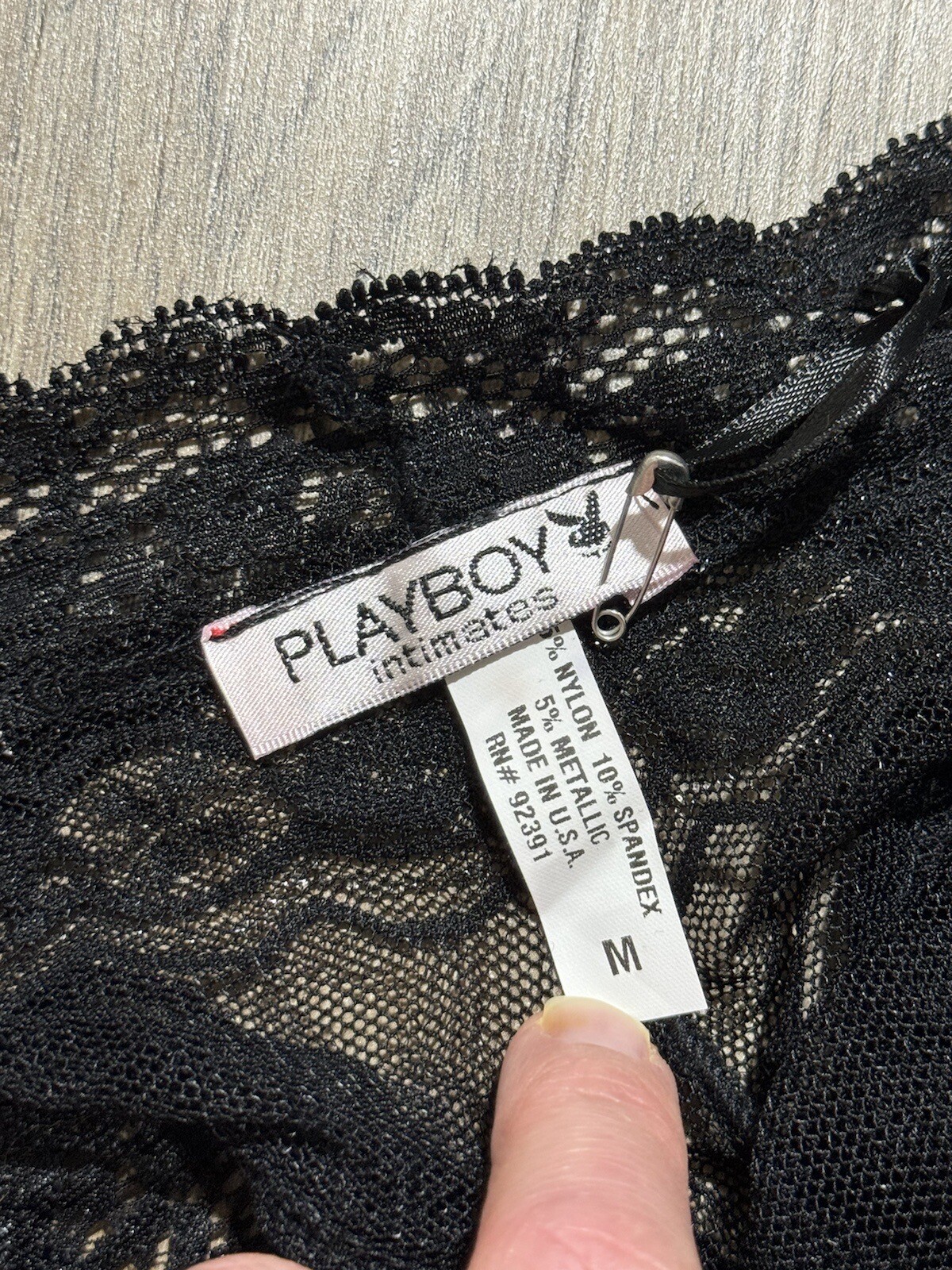 2007 Playboy Intimates Black Lace Rhinestoned Bunny L… - Gem