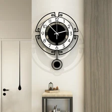 Modern Wall Clock Pendulum Mute Hanging Large Quartz Vintage Living Room Decor