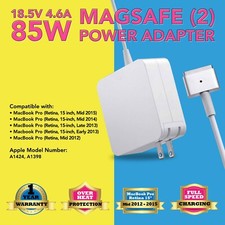 85W Power Adapter Charger for Macbook Pro 13", 15" mid 2012-mid 2015 T-tip