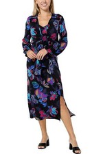 IMAN Global Chic Runway Jersey Dress & Tie Front Topper Set Black Flrl