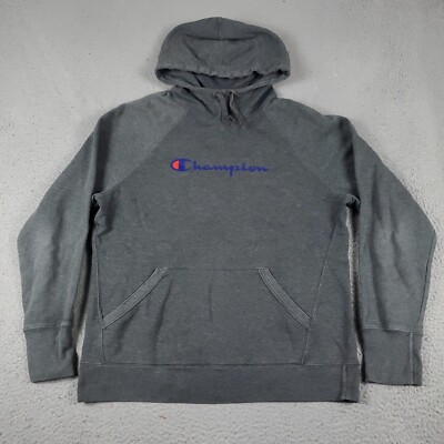 Champion Sweater Mens Large Gray Pullover Hoodie Sweatshirt *