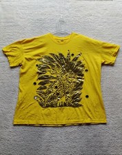 VTG Women's Sponge Yellow Tiger Crystal Graphic T-Shirt Size 3XT Made In USA
