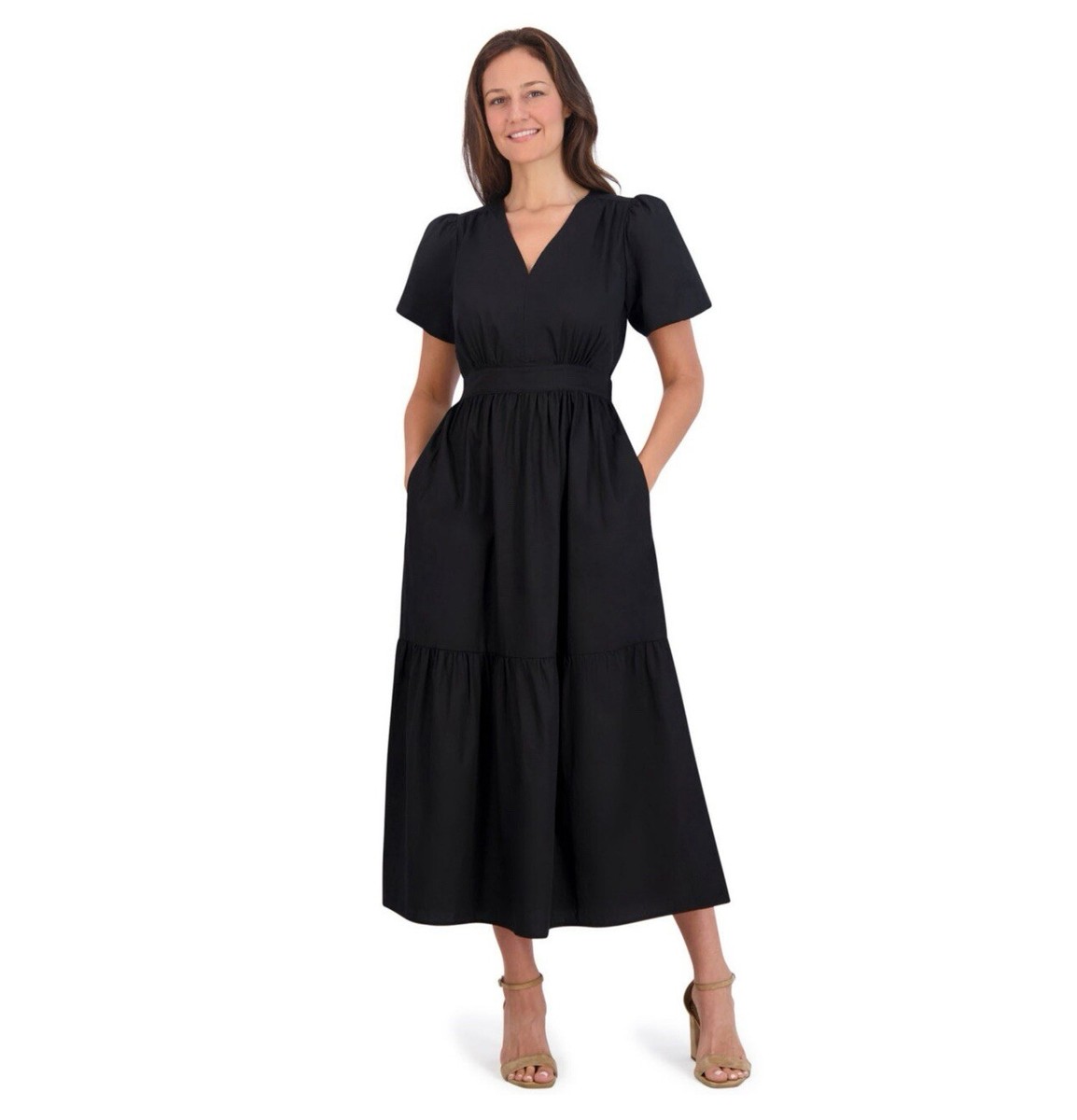 chinese dress ladies Barletta Poplin Tie Midi Dress Navy main image 0