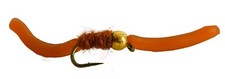 6 Flies - Tungsten Bead Squirmy Worms - Fly Fishing - Choose your color