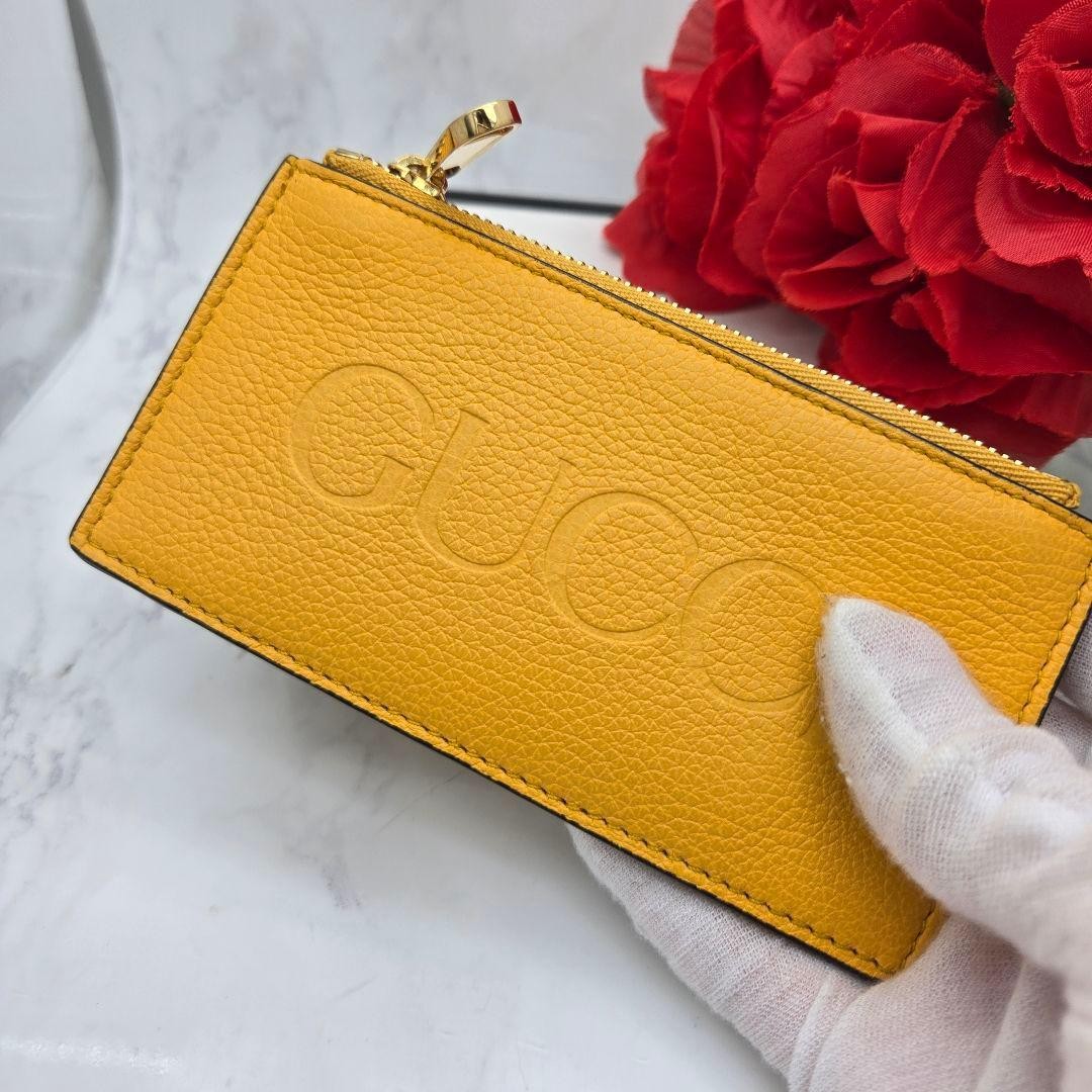 Gucci Fragment Case Coin Purse 7x14cm Leather Yellow Near Mint No Accessories thumbnail 3
