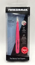 Tweezerman Stainless Steel Slant Tweezer - PINK Eyebrow Tweezers for Unisex NIB