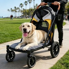 XXL Foldable Pet Dog Stroller Rolling Dogs Carrier for Senior Old Pet up to 42KG