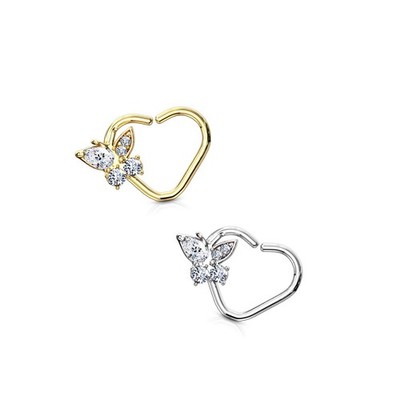 Tata Gisèle Piercing Ring AMIA Für Knorpel, Nase & Ohr   Herz & Schmetterling