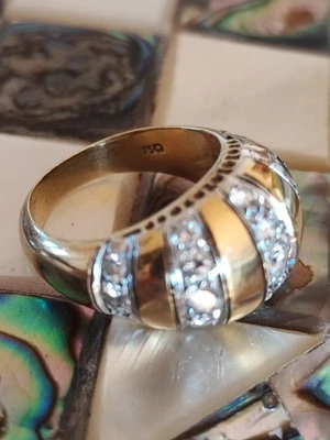 Erhabener, üppiger Kuppelring, 750er Gold, 1,3 ct Brillanten, Streifen - Bild 1 von 4