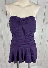 Lauren Ralph Lauren Purple Ruched Underwire One Piece Swim Bathing Suit - 16W