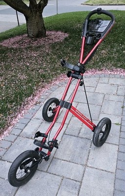 Sun Mountain Speed Cart V1 Red Push Pull Golf Bag Cart 3 Wheels w/ Brake