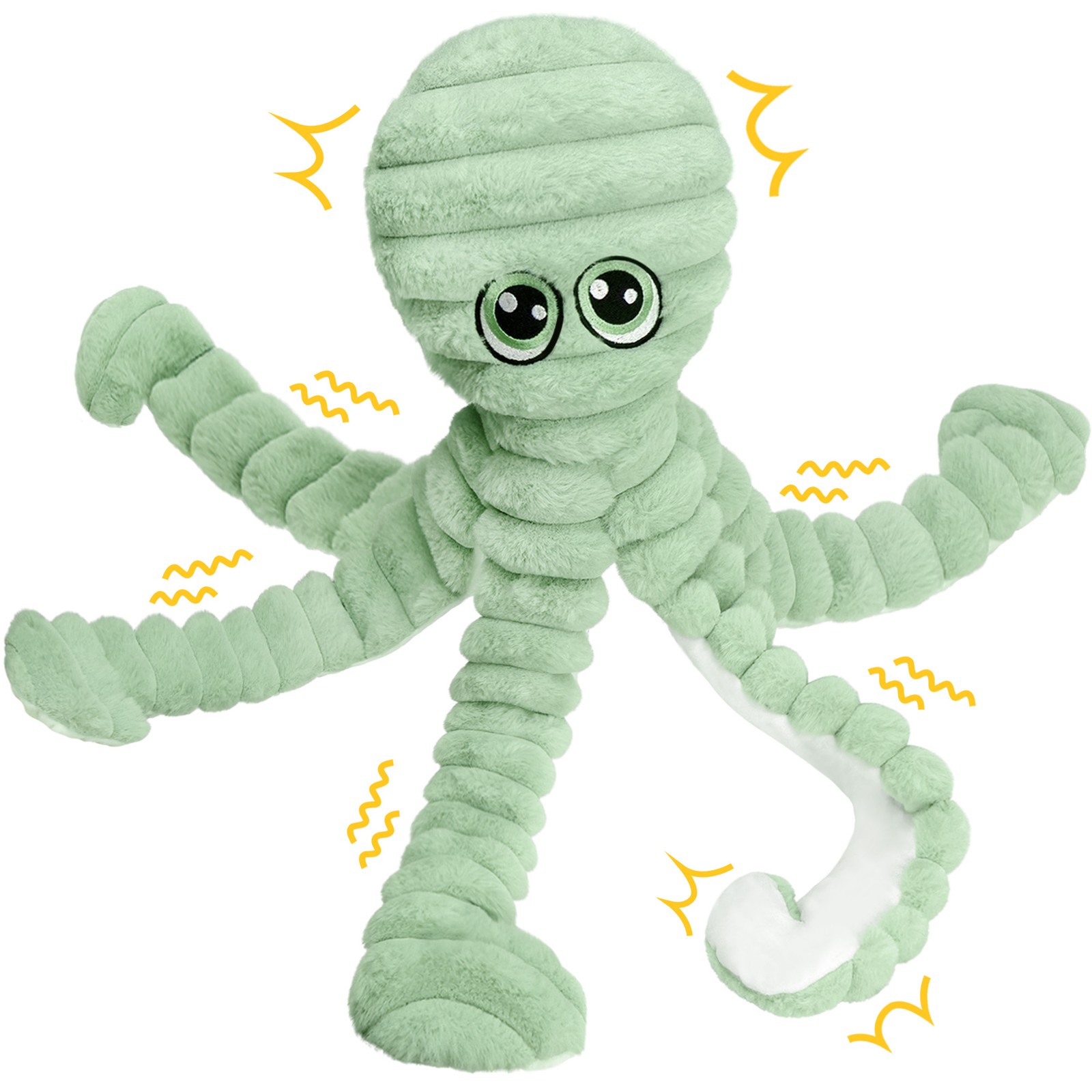 Large Plush Octopus Dog Toy Crinkle Squeaky Dog Toy Interactive Stuffed Chew Toy