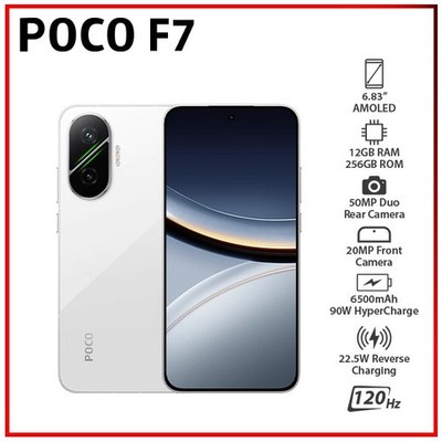 (New) Xiaomi POCO F7 5G 12GB+256GB WHITE Dual SIM Unlocked Android Mobile Phone