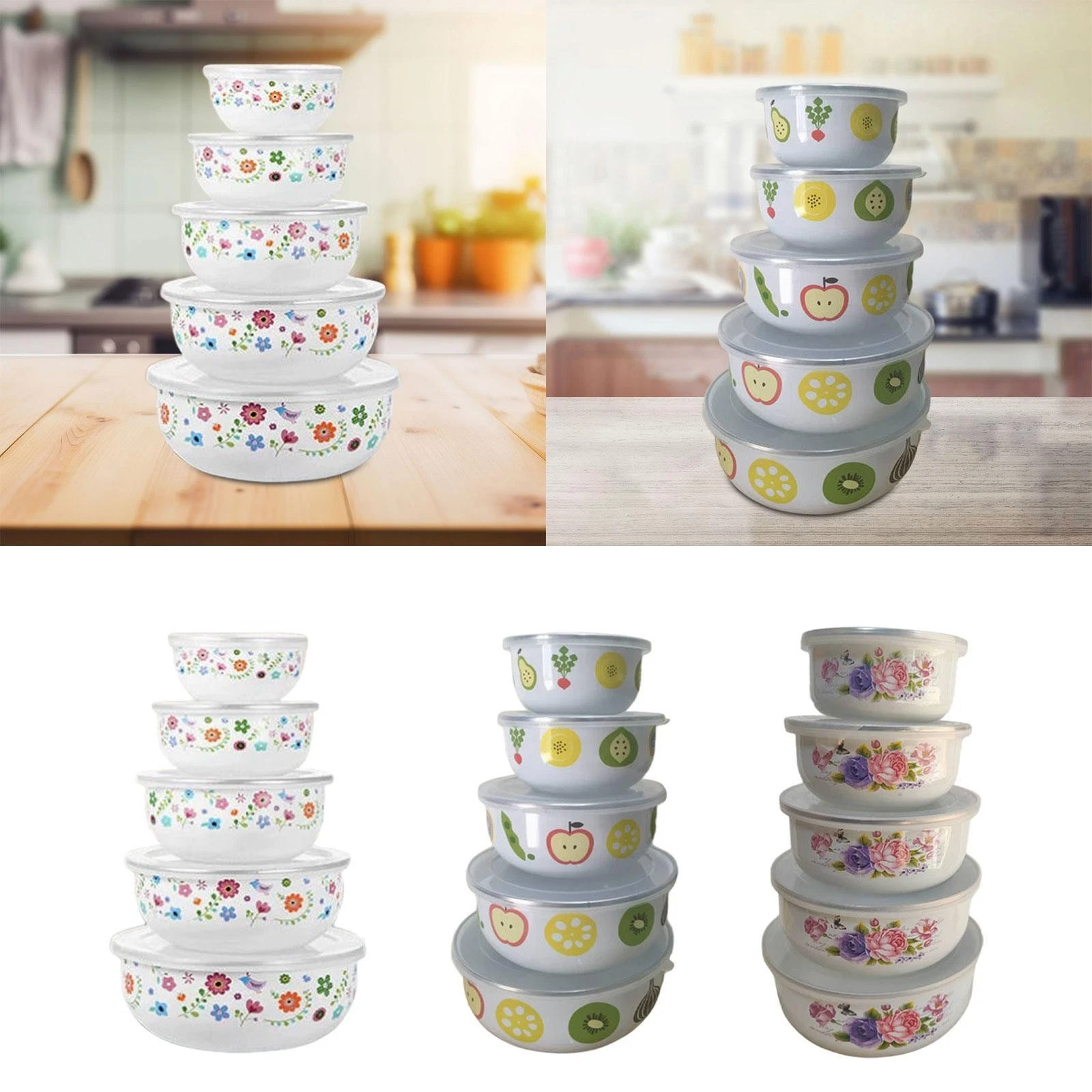 5 Pieces Mixing Bowl Set Food Storage Container with Airtight Lids