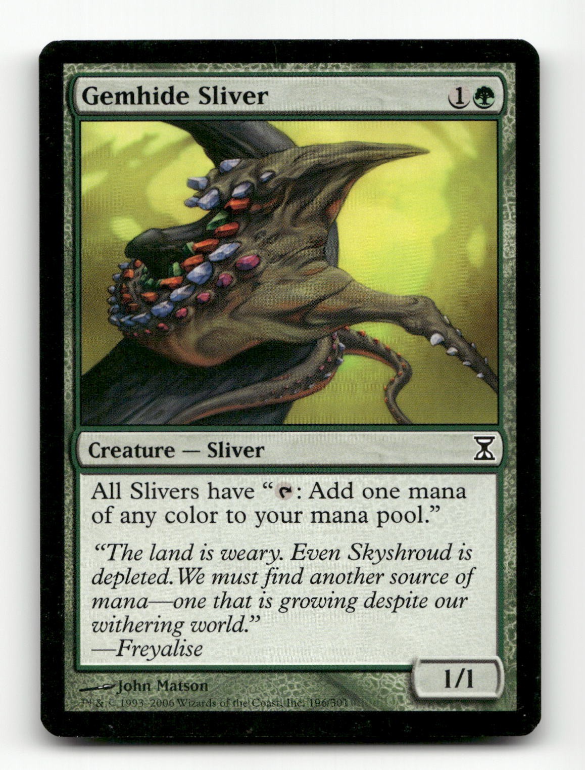 Gemhide Sliver 196 Common Time Spiral Magic: The Gathering Lightly Played