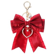 Bow Purse Keychain, Bow Purse Charms for Handbags, Faux Pearl Bowknot Red