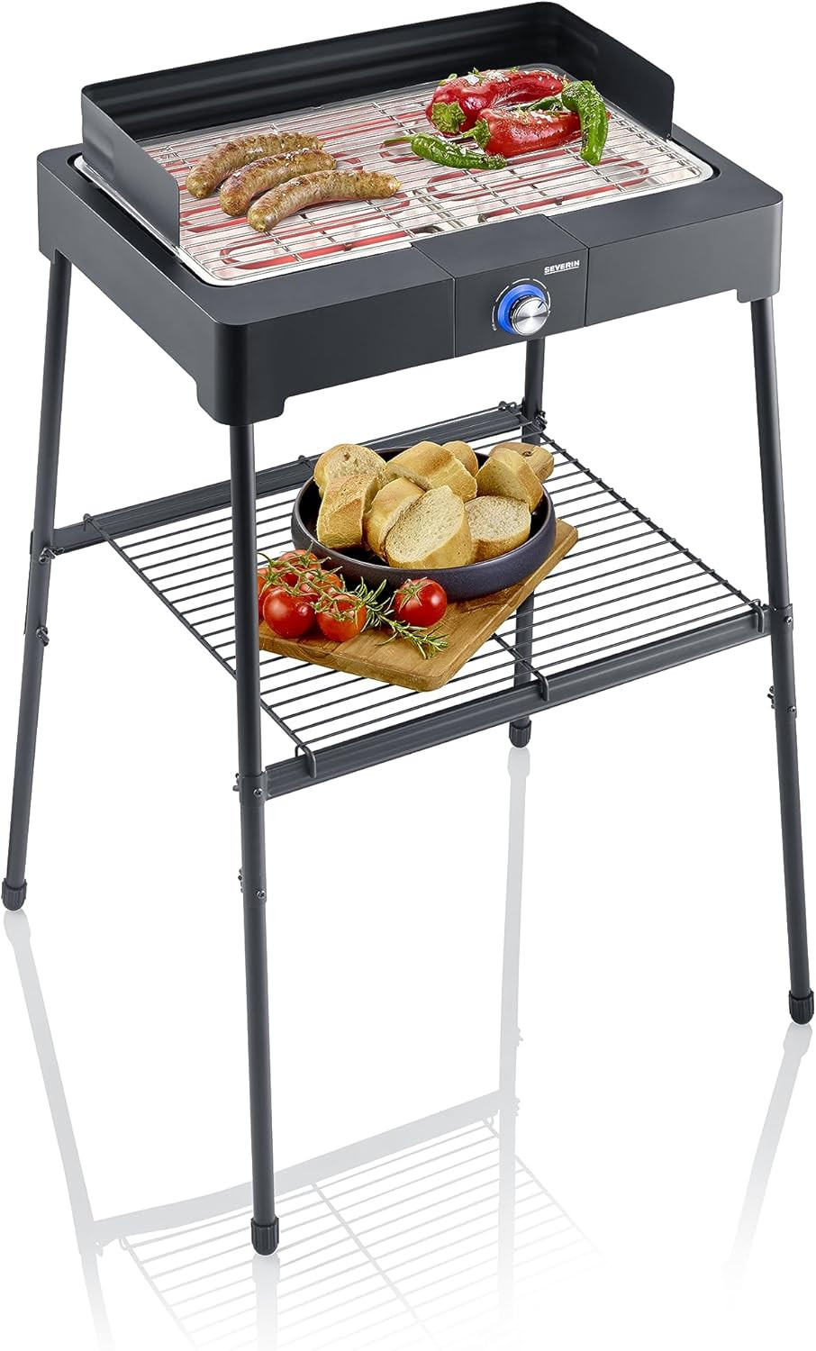 PG 8566 Barbecue Elettrico 2200W in Acciaio Inox Con Stand Con Mensola, Grill El