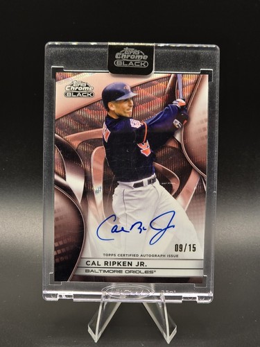 Cal Ripken Jr On Card Auto /15 2025 Topps Chrome Black Rose Gold Wave Refractor