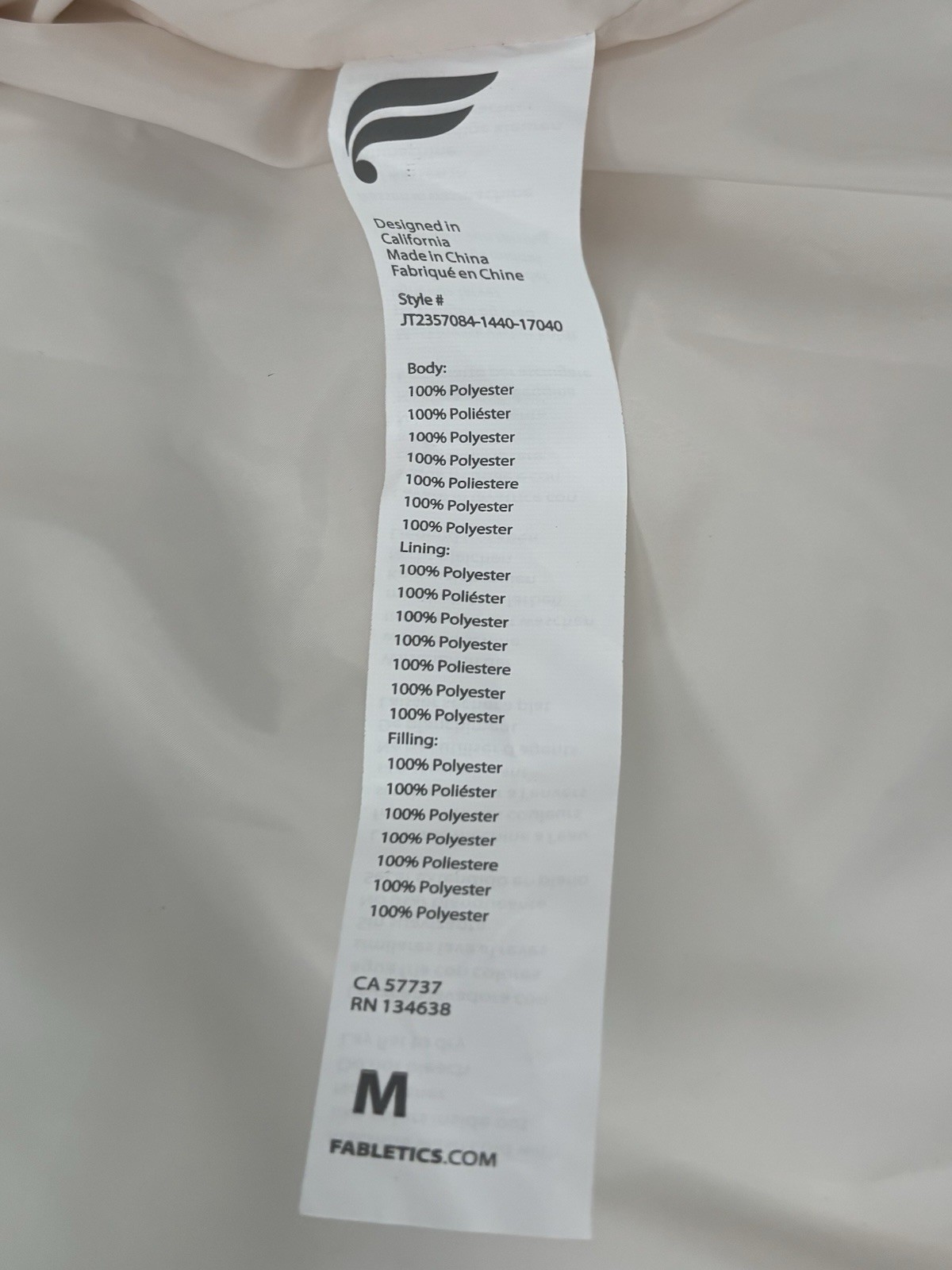 Fabletics Essential Puffer Womens Jacket Bone/Whi… - image 13